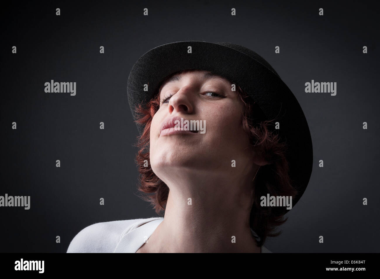 woman with bowler hat Stock Photo - Alamy