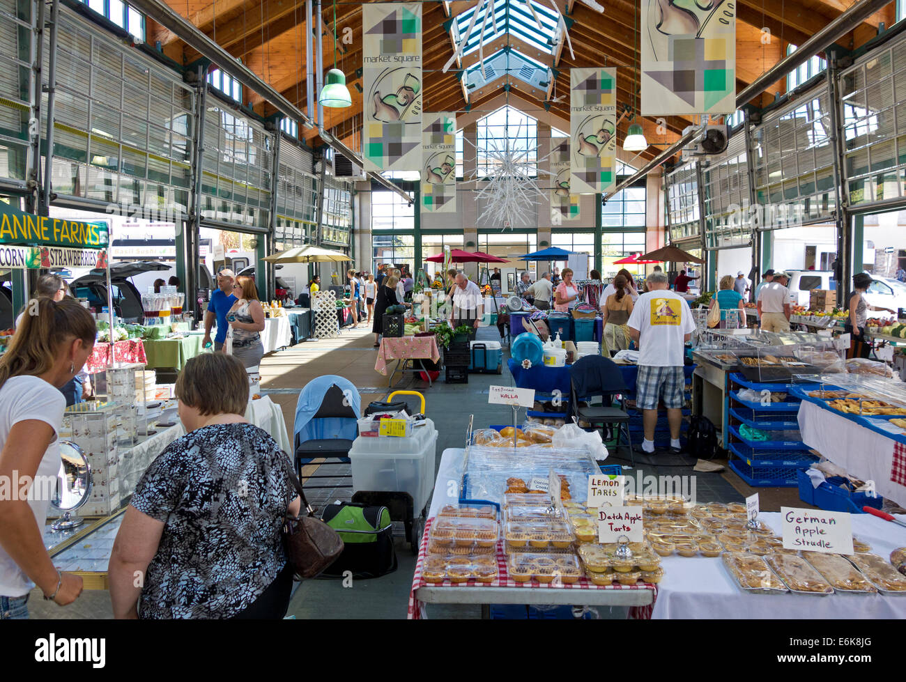 People shopping for local food and crafts at the St. Catharines farmer