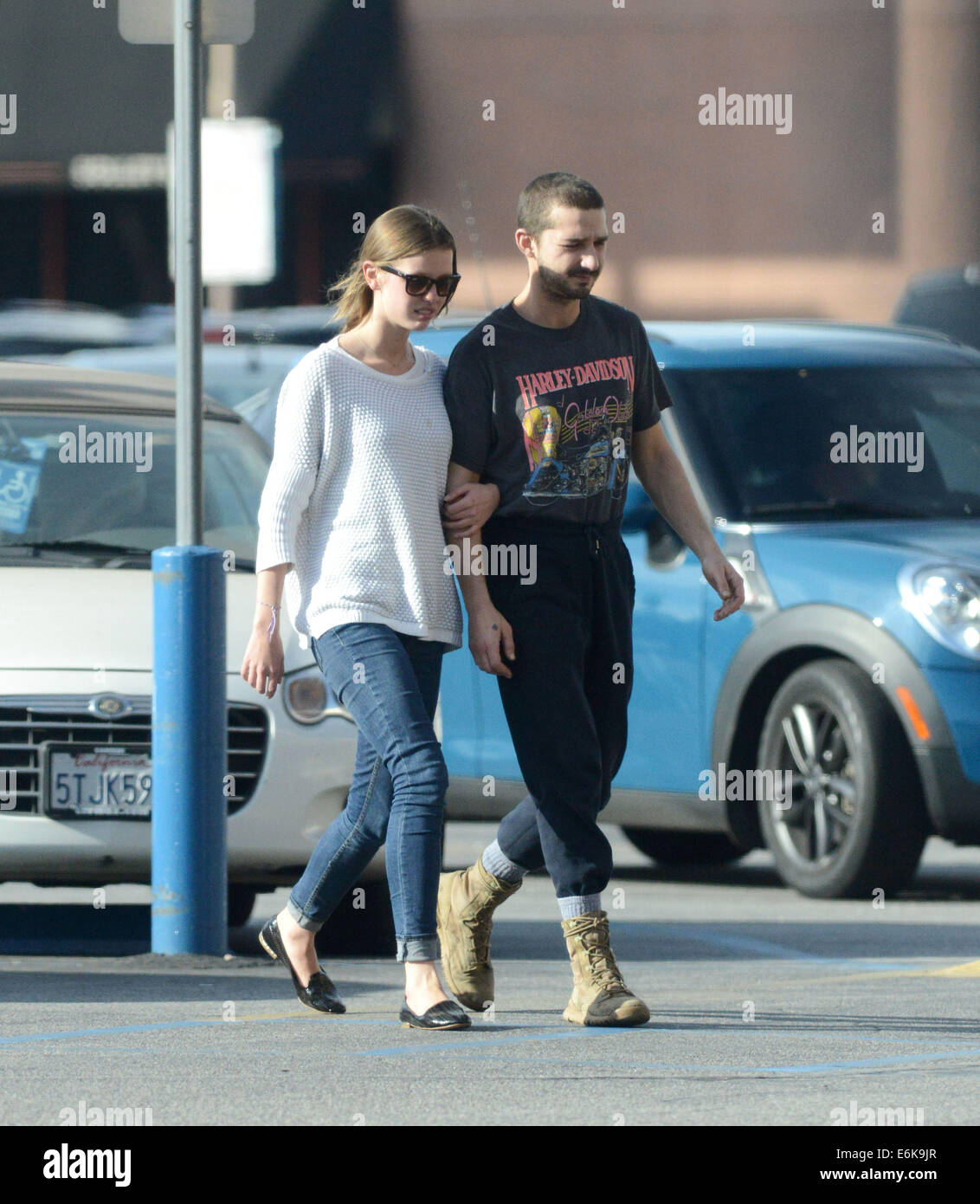 Shia LaBeouf and Mia Goth went on a friendly and romantic trip for smoothies  Featuring: Shia LaBeouf,Mia Goth Where: Los Angeles, California, United States When: 17 Feb 2014 Stock Photo