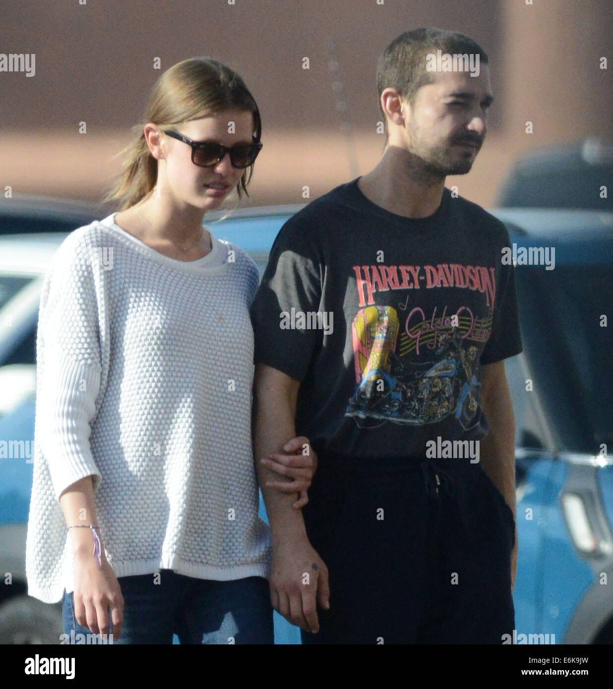 Shia LaBeouf and Mia Goth went on a friendly and romantic trip for smoothies  Featuring: Shia LaBeouf,Mia Goth Where: Los Angeles, California, United States When: 17 Feb 2014 Stock Photo