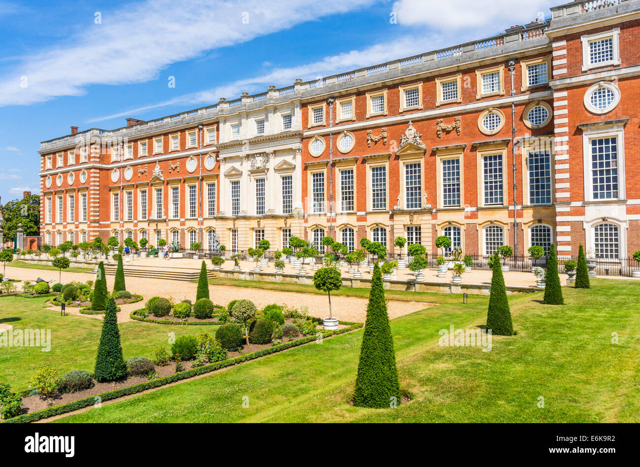 Hampton Court Palace South Front and Privy Garden London England UK GB EU Europe Stock Photo