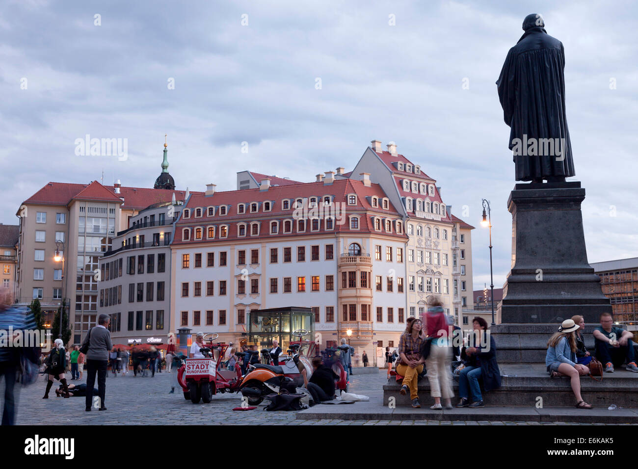 Martin Luther statue  on Neumarkt new market square  in Dresden, Saxony, Germany, Europe Stock Photo