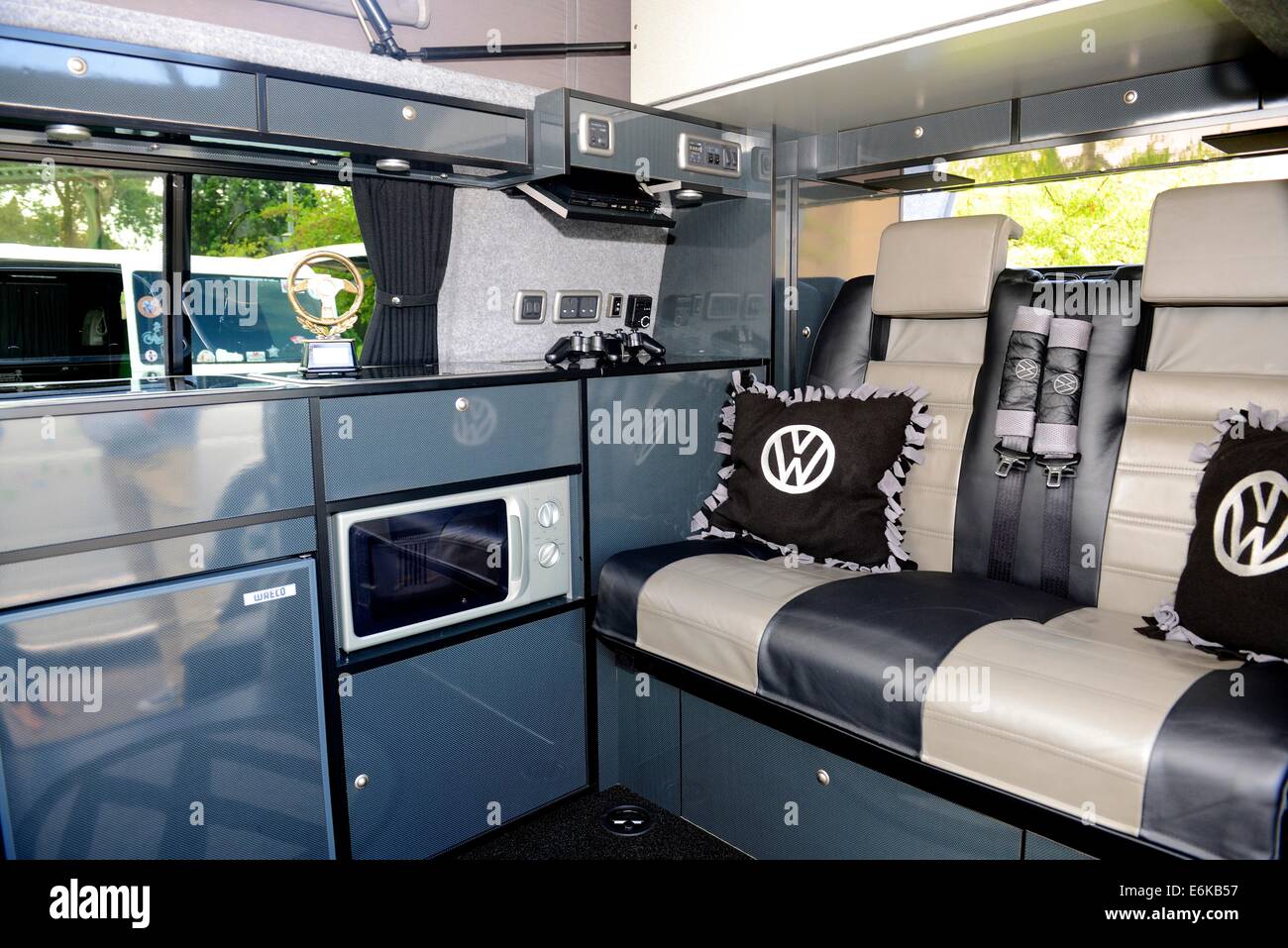 Interior of Volkswagen Transporter T5 at the National Motor Museum,  Beaulieu, Hampshire. 17.08.2014 Stock Photo - Alamy