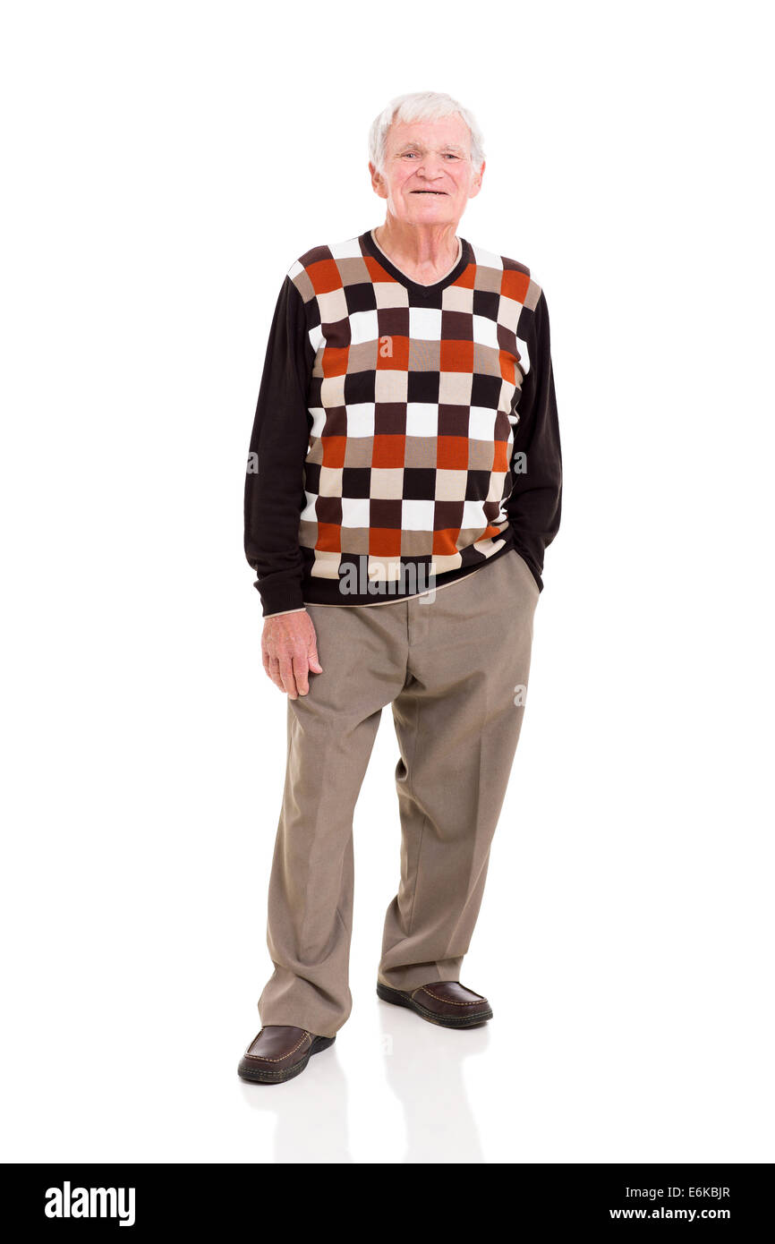 full length portrait of senior man on white background Stock Photo - Alamy