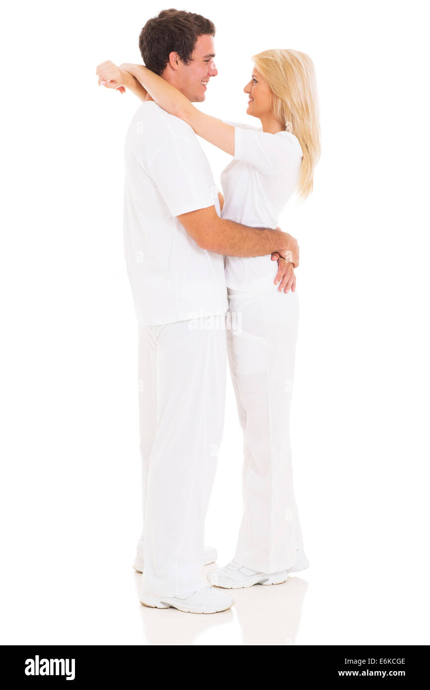 beautiful young couple in love isolated on white background Stock Photo ...