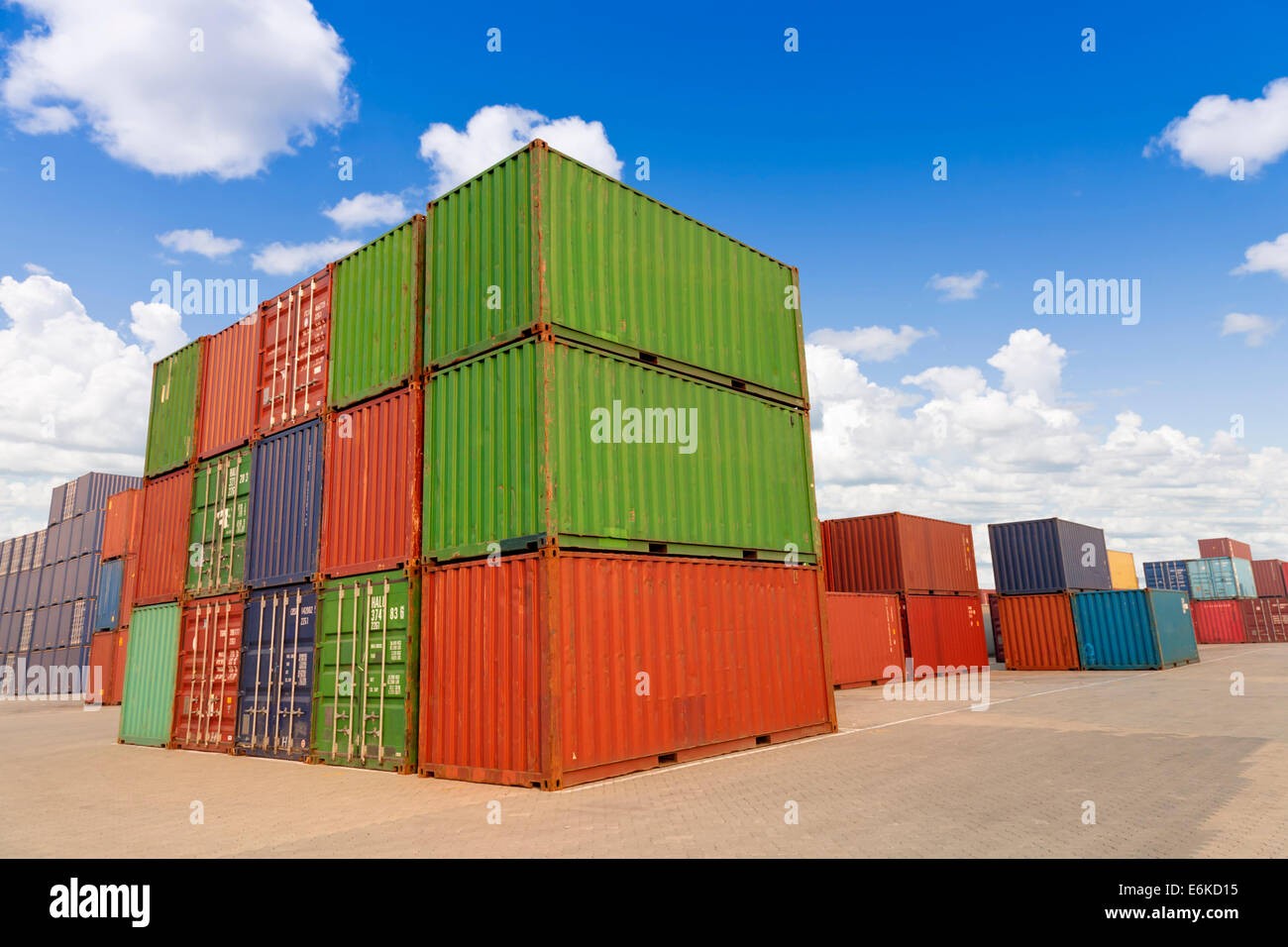 Stacks of colorful cargo containers Stock Photo Alamy