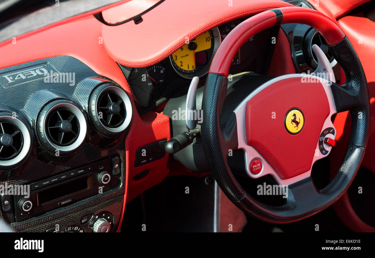 Ferrari F430 Steering wheel and dashboard Stock Photo