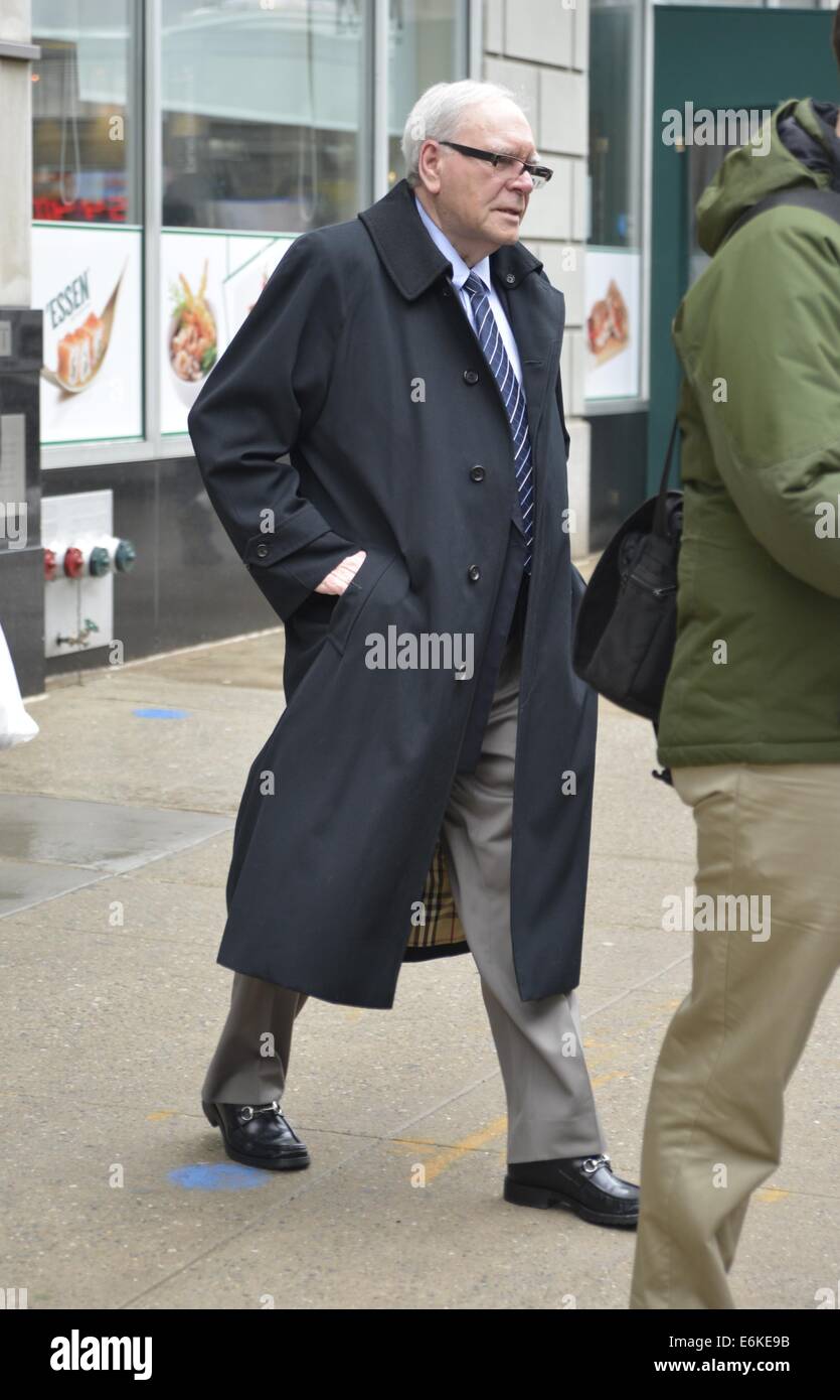 American businessman Warren Buffett leaving NPR Radio Studios  Featuring: Warren Buffett Where: Manhattan, New York, United States When: 18 Feb 2014 Stock Photo