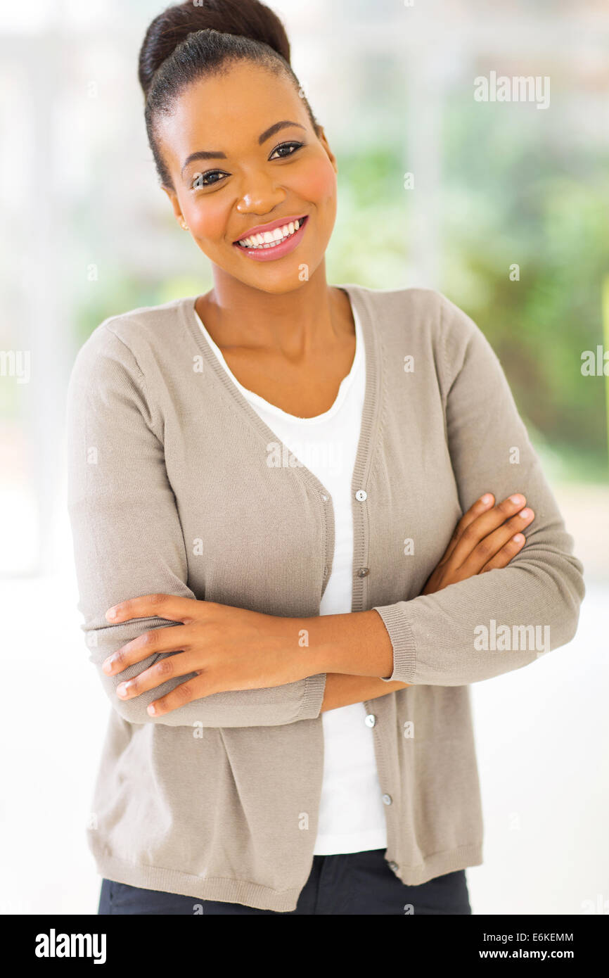 beautiful African businesswoman standing in modern office Stock Photo ...