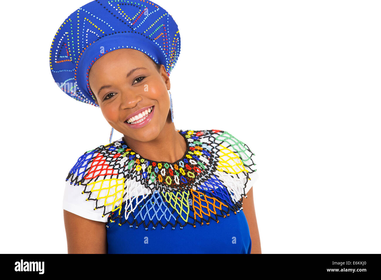 portrait of beautiful African woman on white background Stock Photo