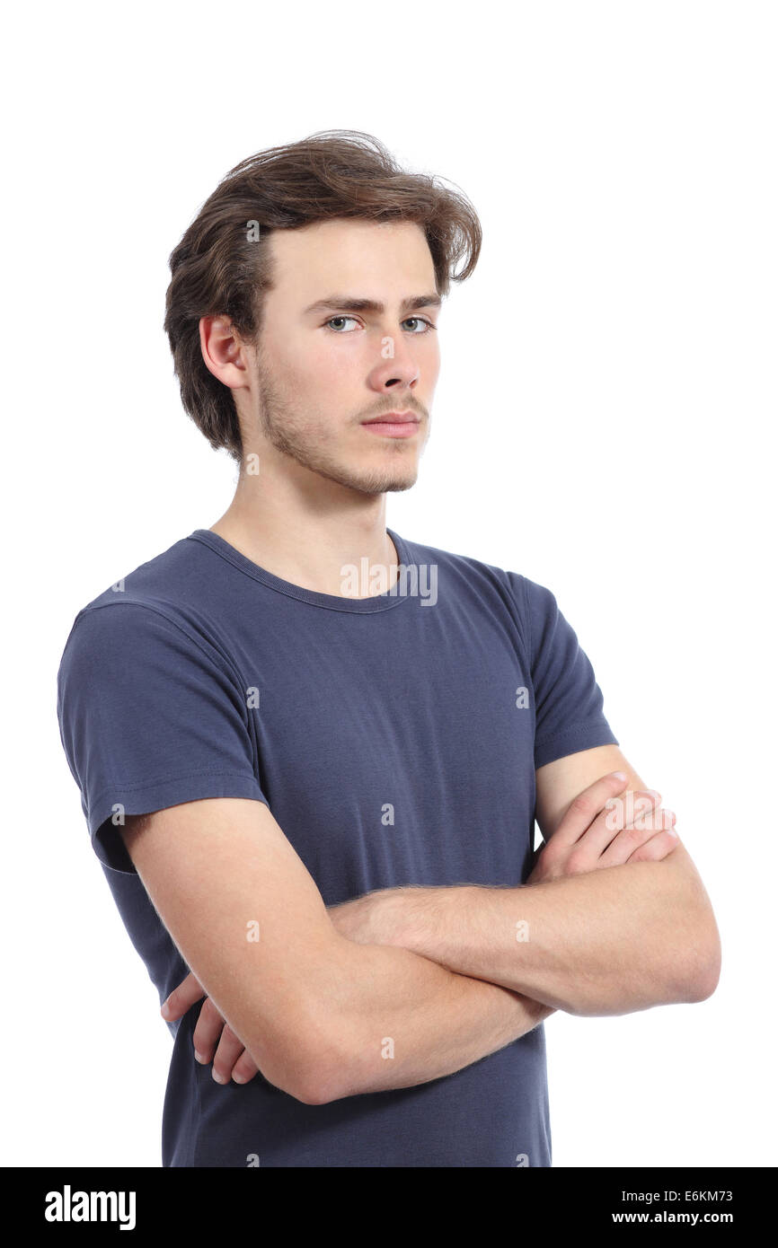 Portrait of a serious casual man with folded arms isolated on a white background Stock Photo
