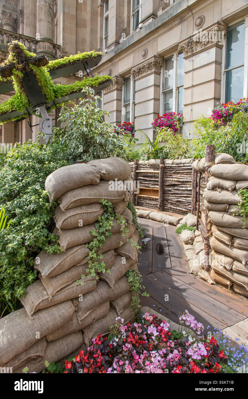 re-construction of a First World War trench, to mark the 100th anniversary, Birmingham, England, UK Stock Photo