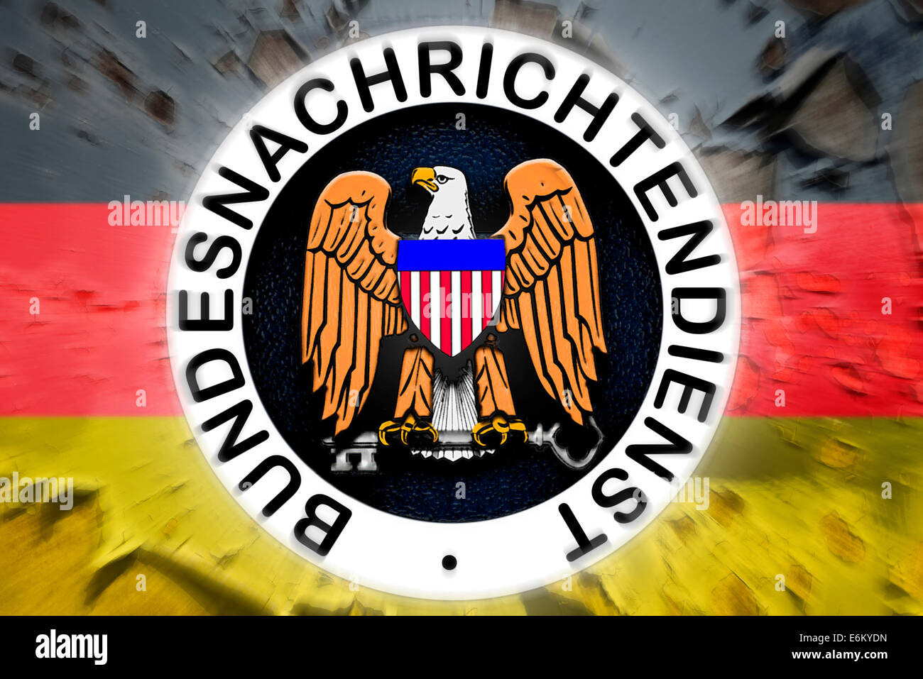 Symbol des Bundesnachrichtendienstes mit NSA-Adler, Spionageskandal Stock Photo