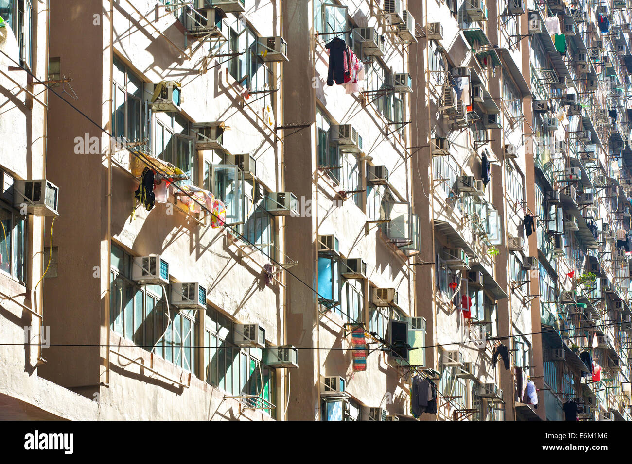 Tightly Spaced Apartments Building On Chung Yeung Street, Hong Kong. Stock Photo