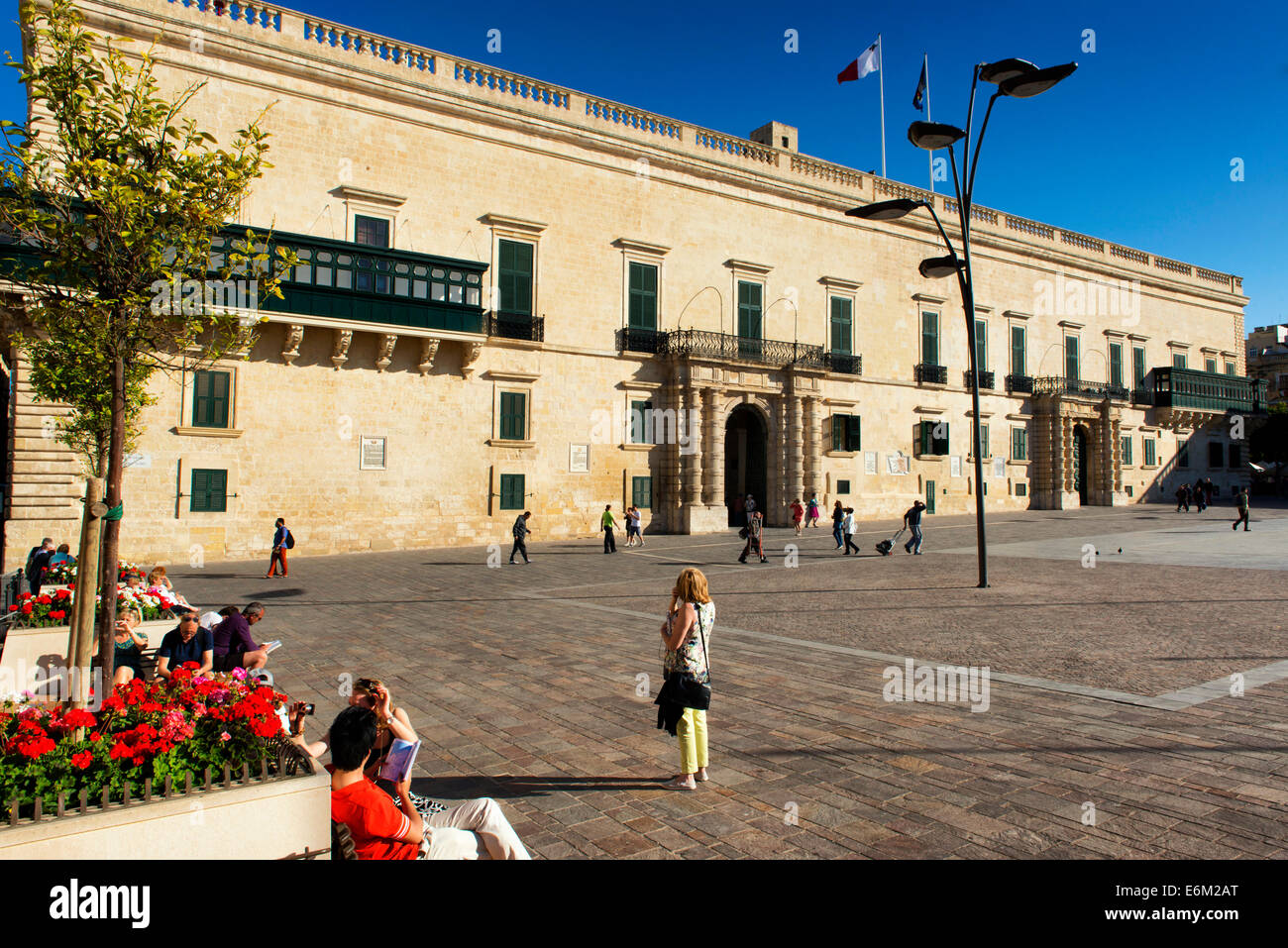 Grandmaster's Palace St. Georges Square Valletta, Malta Stock Photo