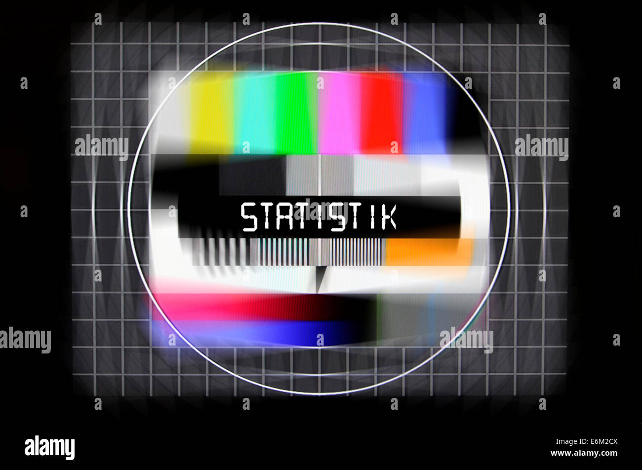 Fernseh-Testbild mit dem Schriftzug Statistik, Symbolfoto gefälschte Bestenlisten Stock Photo