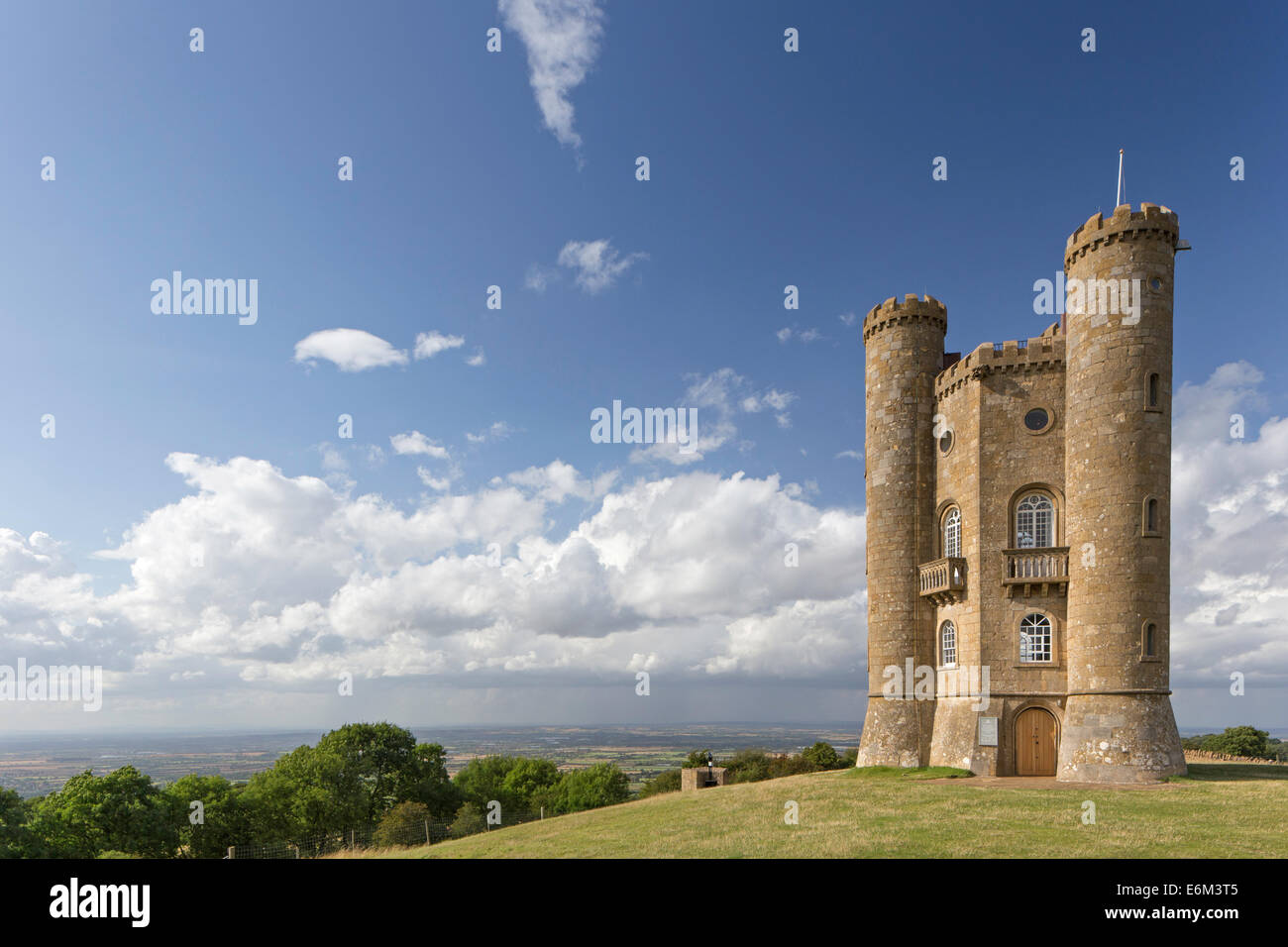 At 1,024 feet Broadway Tower is located on Broadway Hill, near the village of Broadway, Worcestershire, England, UK Stock Photo
