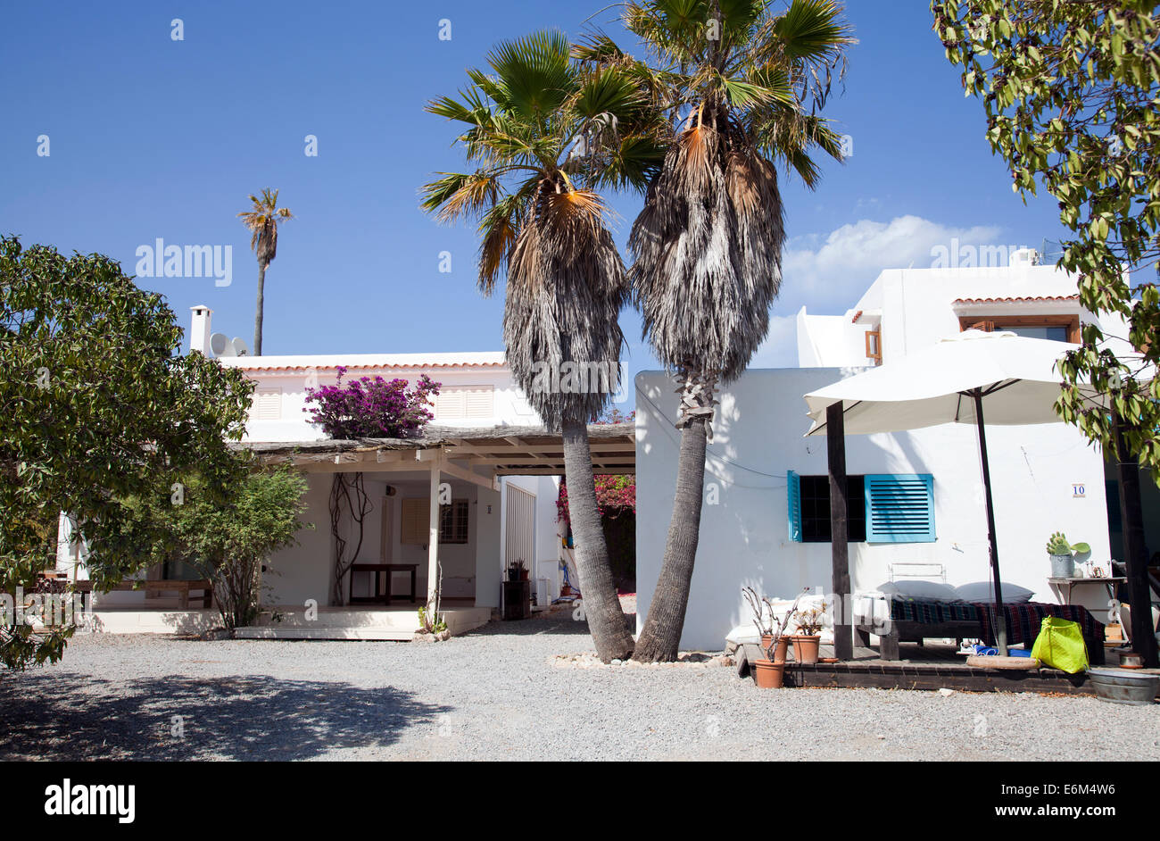 Houses at Es Cavallet Beach  (Near Chiringay) in Ibiza Stock Photo