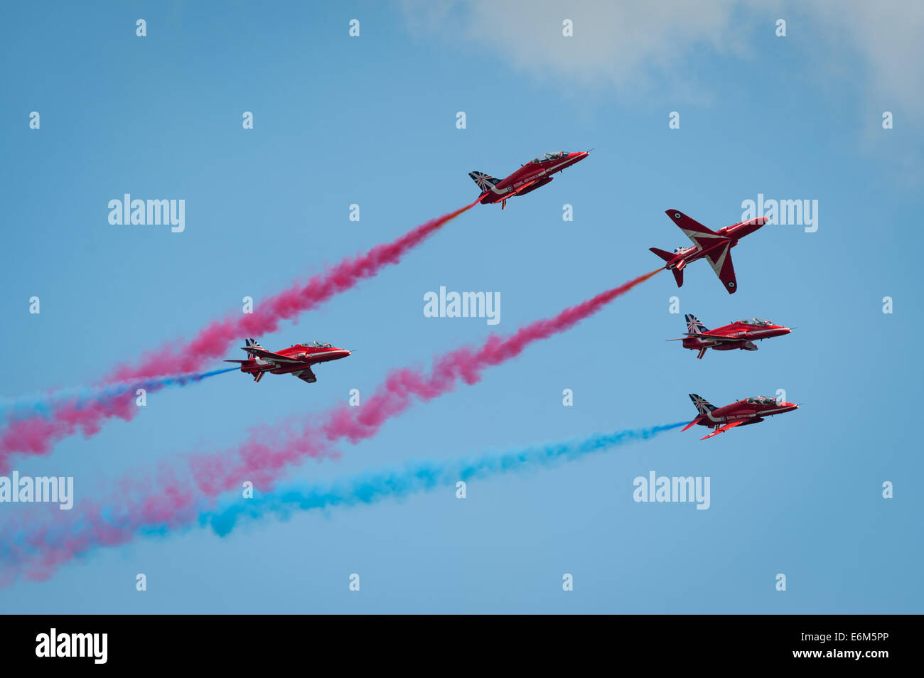 The Royal Air Force display team the Red Arrows, Dawlish Air Show Stock ...