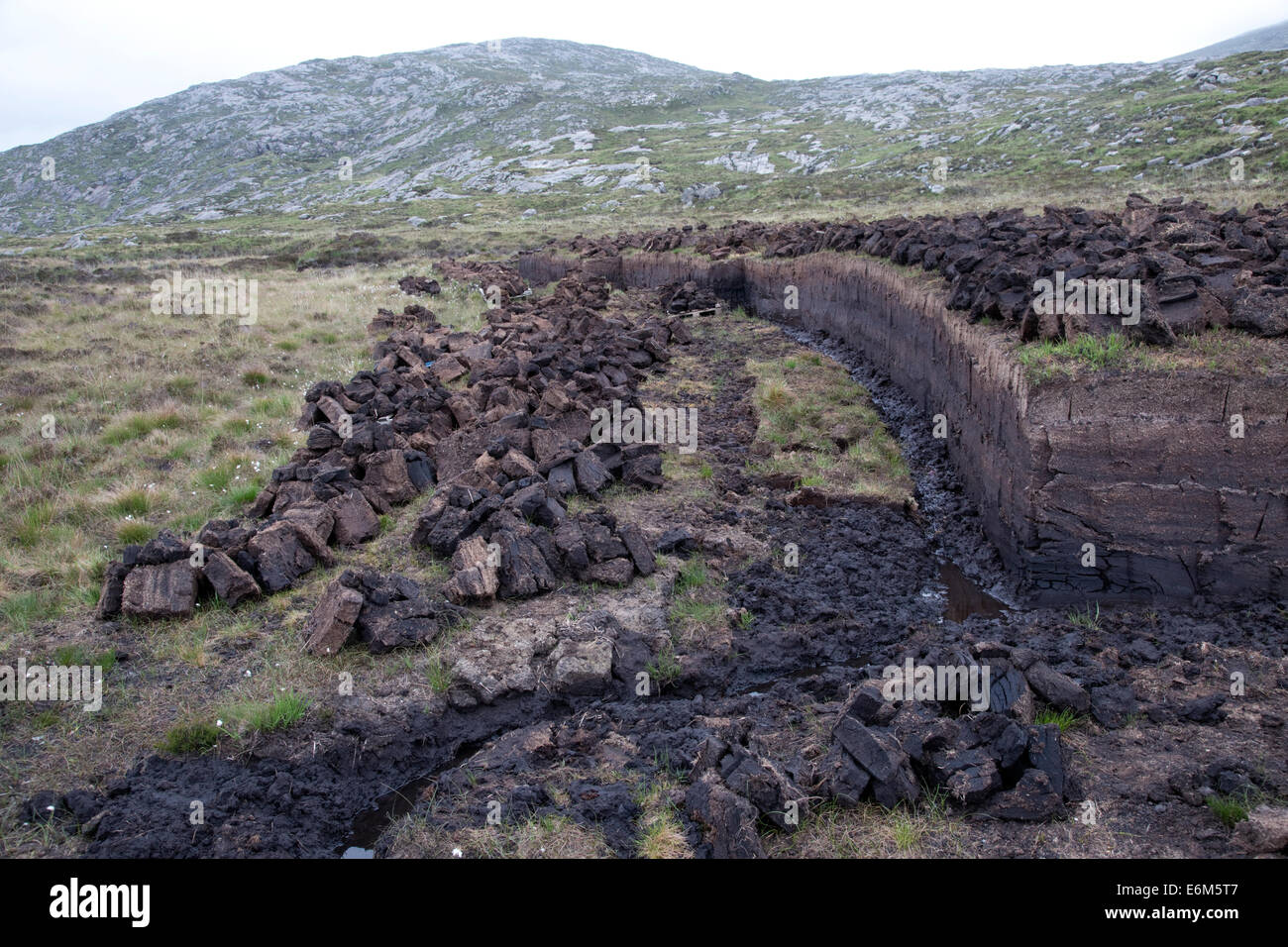 Peat cutting Outer Hebrides Scotland Stock Photo