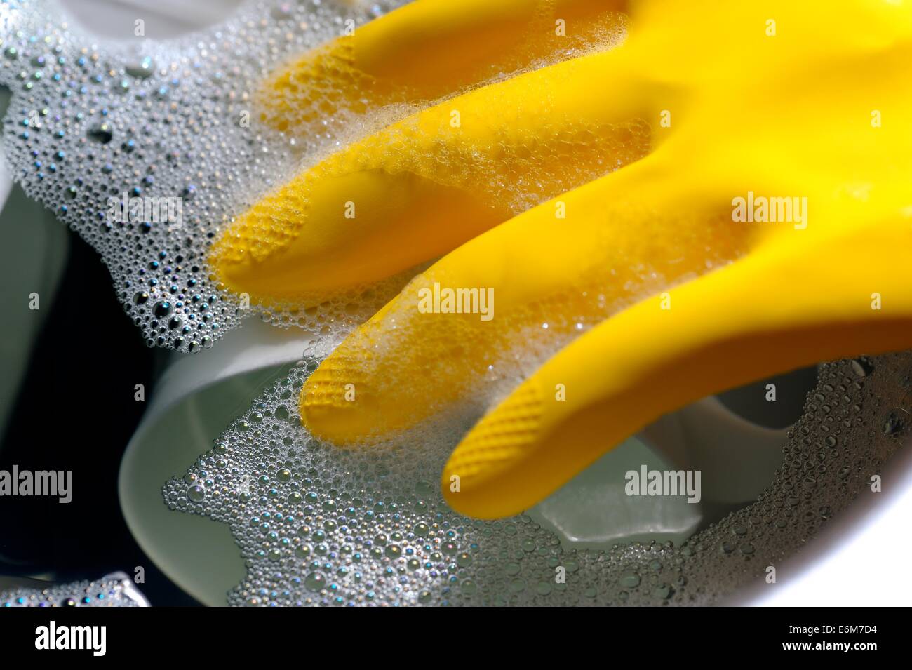 Yellow latex rubber gloves Stock Photo Alamy