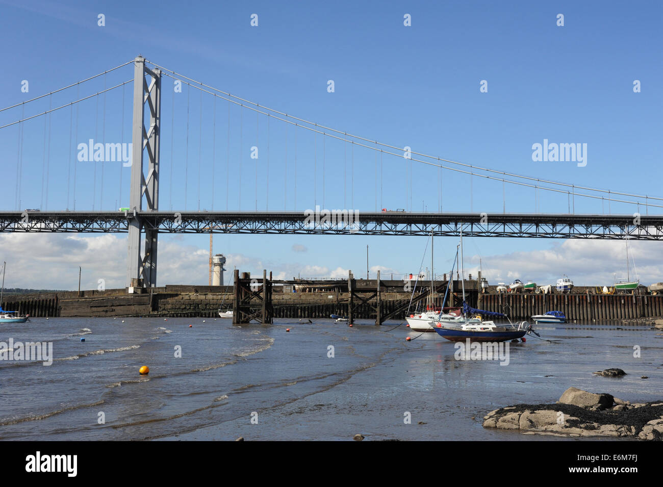 The Forth Road Bridge from North Queensferry, Fife. Stock Photo