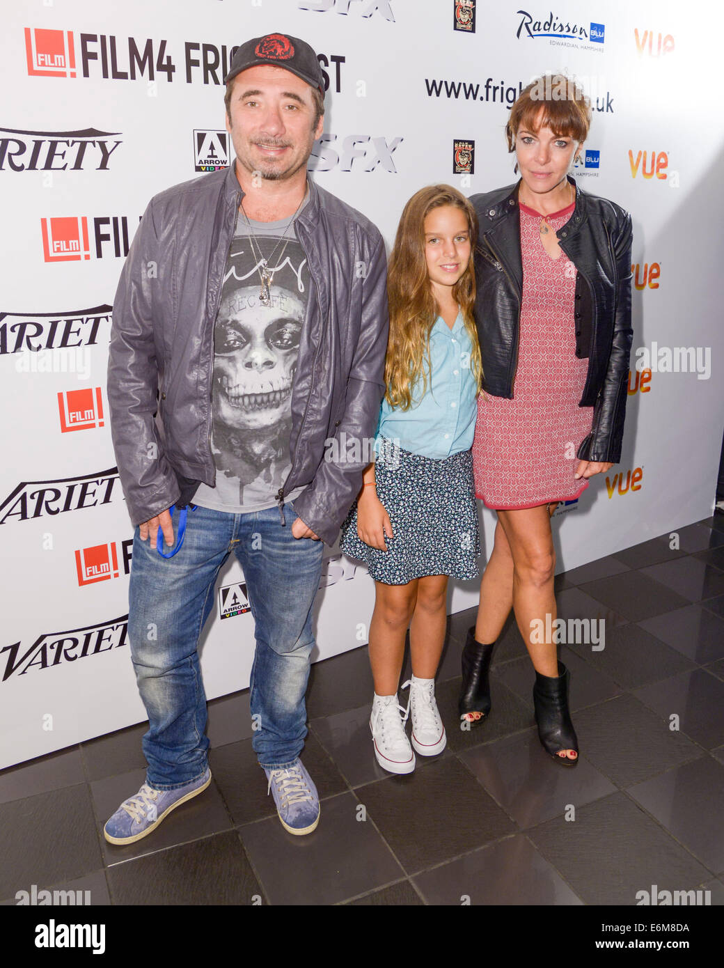 The 15th Film4 Frightfest on 25/08/2014 at The VUE West End, London. Director Frederico Zampanglione & Rosa Enginoli attend the World Premiere of thier short film Remember. Persons pictured: Frederico Zampanglione, Claudia Gerini, Rosa Enginoli. Picture by Julie Edwards Stock Photo