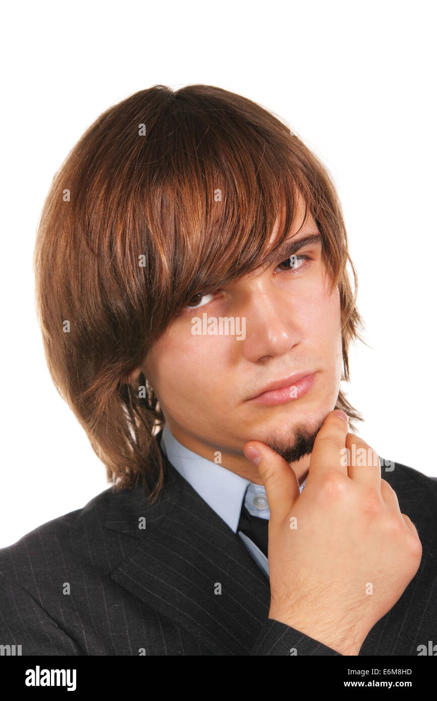 Young handsome businessman isolated over white background Stock Photo ...