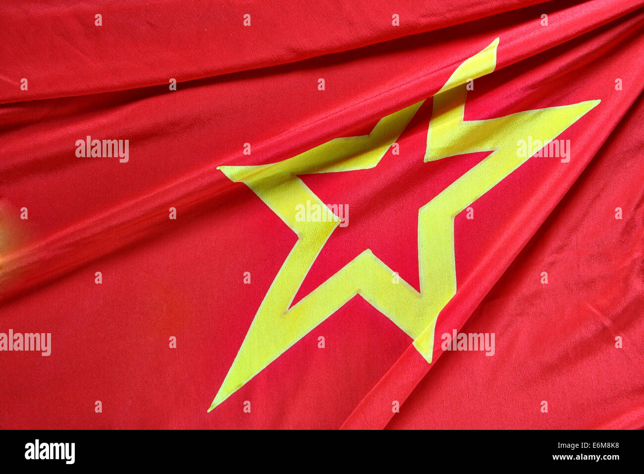 Part of USSR flag with folds close-up Stock Photo