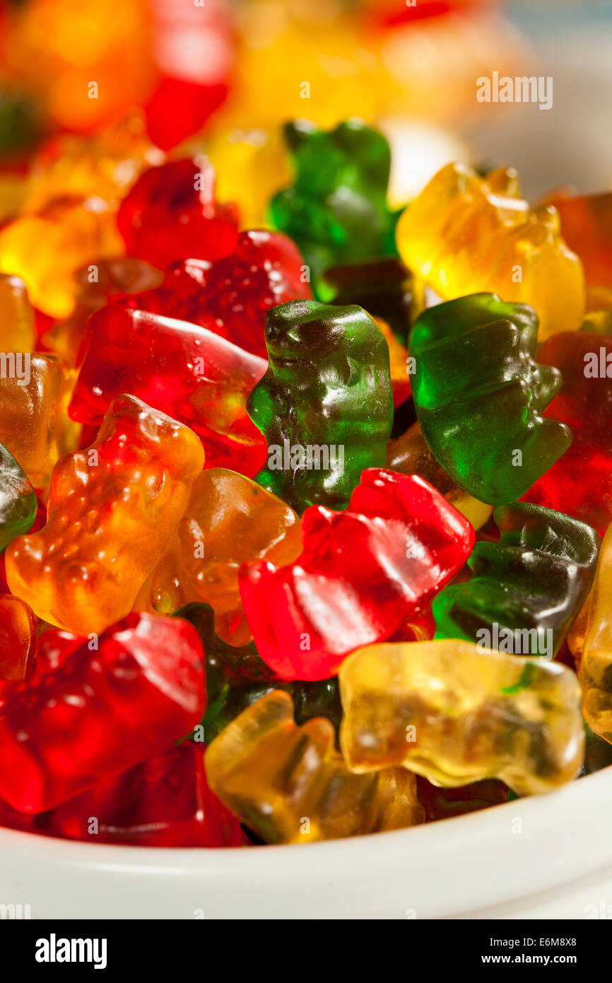 Colorful Fruity Gummy Bears Ready to Eat Stock Photo