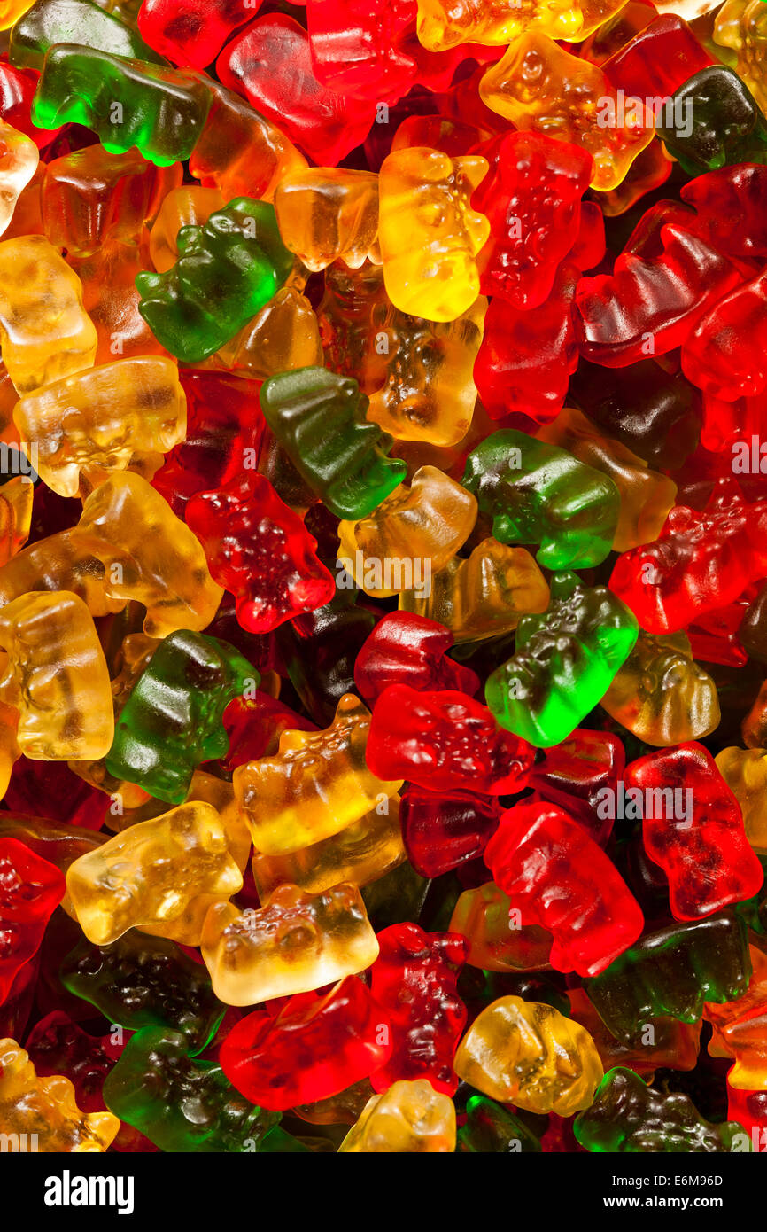 Colorful Fruity Gummy Bears Ready to Eat Stock Photo