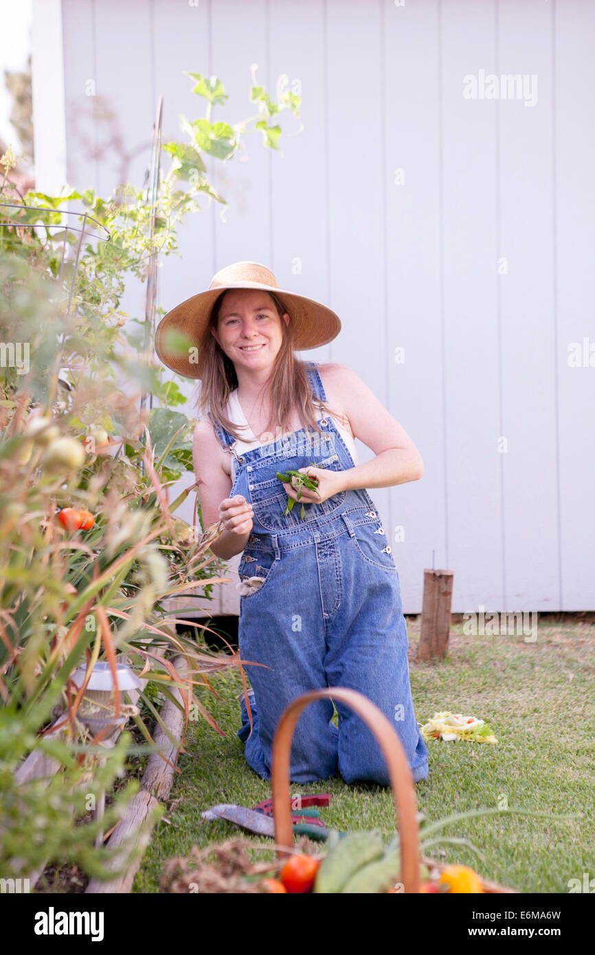 View of woman in garden Stock Photo