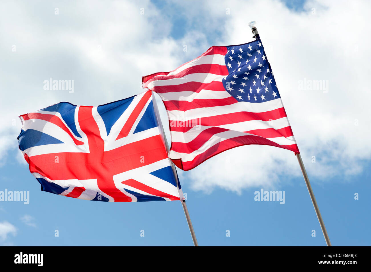 union jack and stars and stripes flags fly together at the kite festival  2014 southsea england uk Stock Photo - Alamy