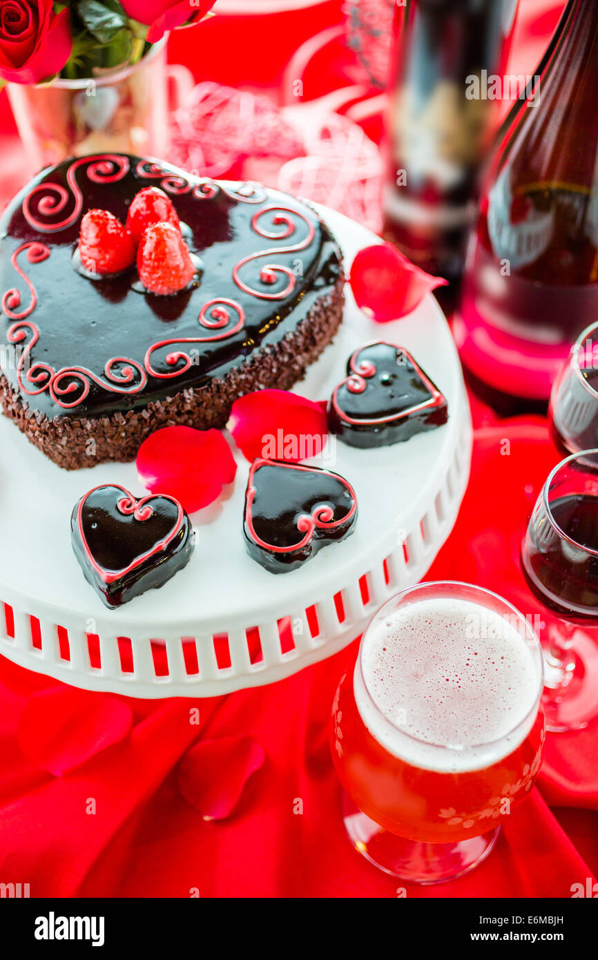 Chocolate beer and wine pairings. Raspbeverly Flourless Cake with