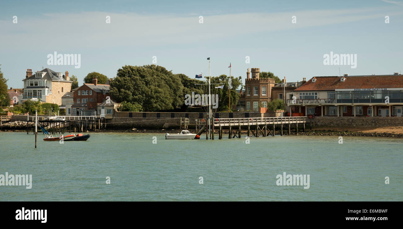 Royal Solent Yacht Club at Yarmouth, Isle of Wight. View from near the end of Yarmouth Pier. Stock Photo