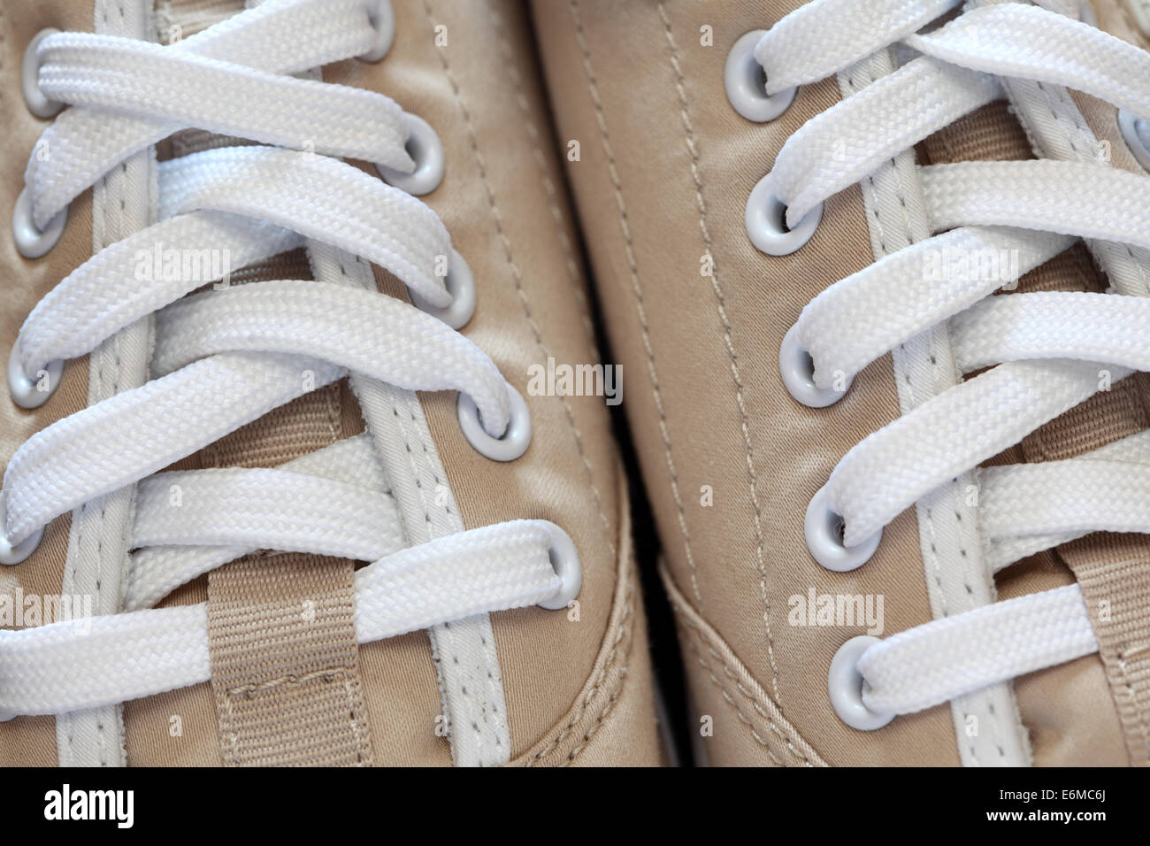 New sneaker. Focus on shoelace. Stock Photo