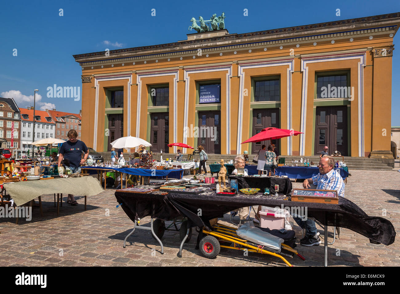 Weekly antiques market in front Thorvaldsen Museum, Copenhagen, Denmark, Scandinavia, Europe Stock Photo