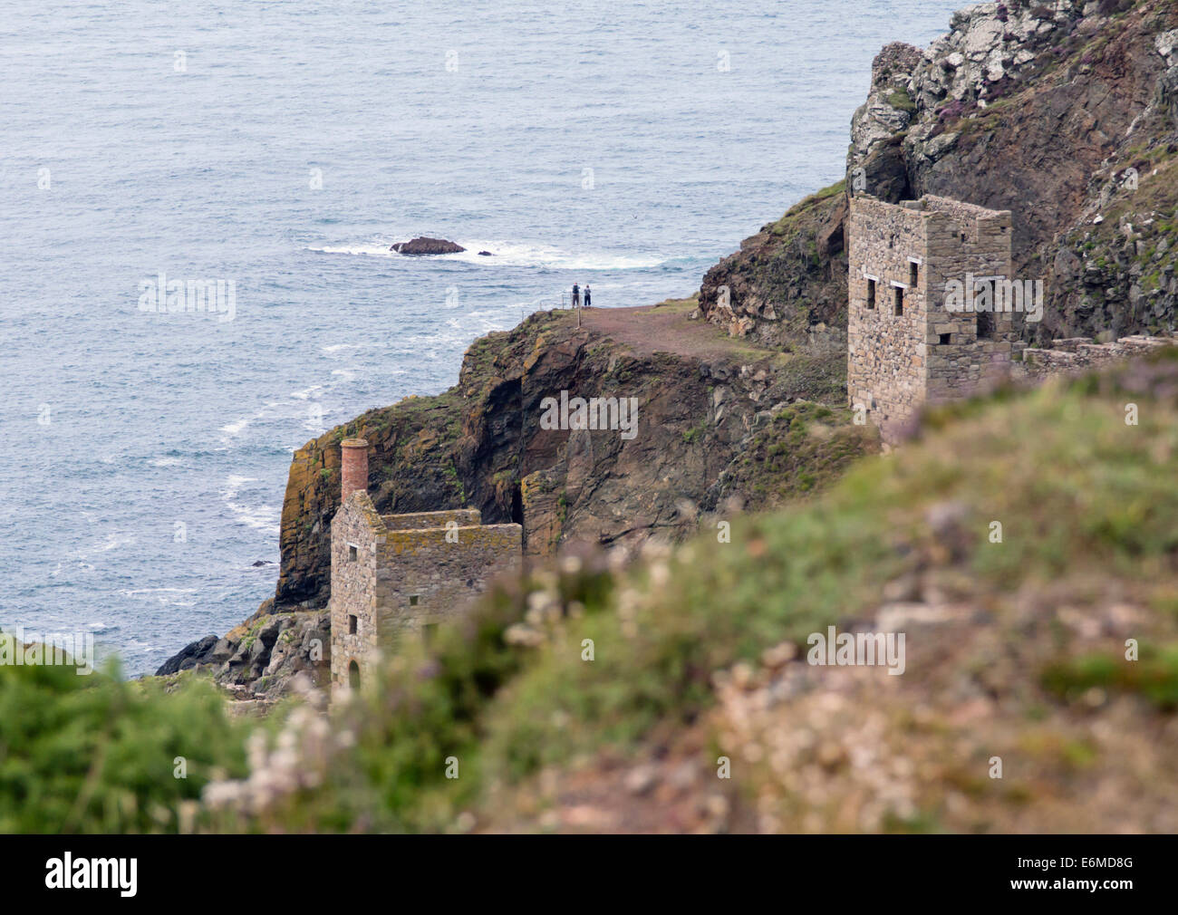 The ruins of the Crowns tin mine at Botallack Cornwall England UK. Stock Photo