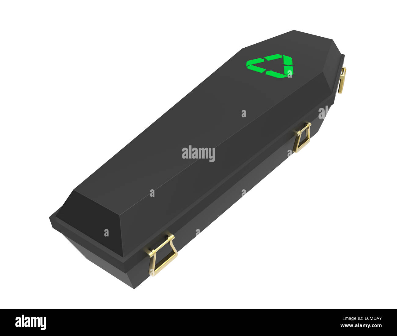 Black coffin with recycling symbol, 3d render Stock Photo