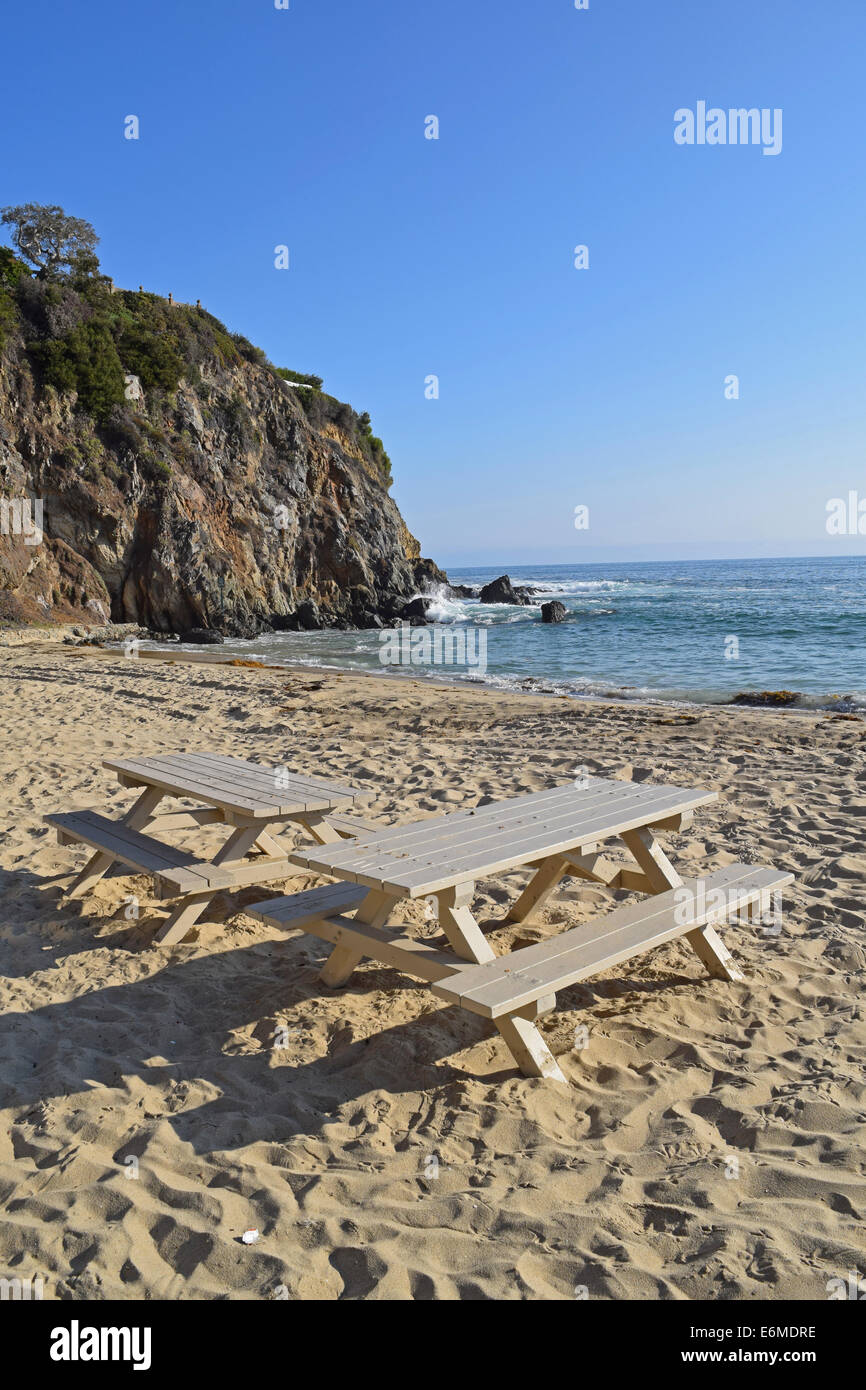 Beach Picnic Tables Stock Photo Alamy