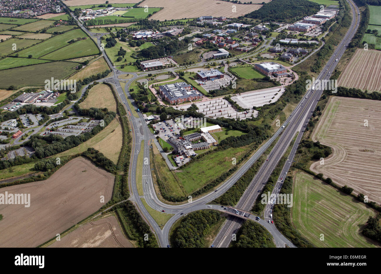 aerial view of Chester Business Park on the A55 south of Chester, UK Stock Photo