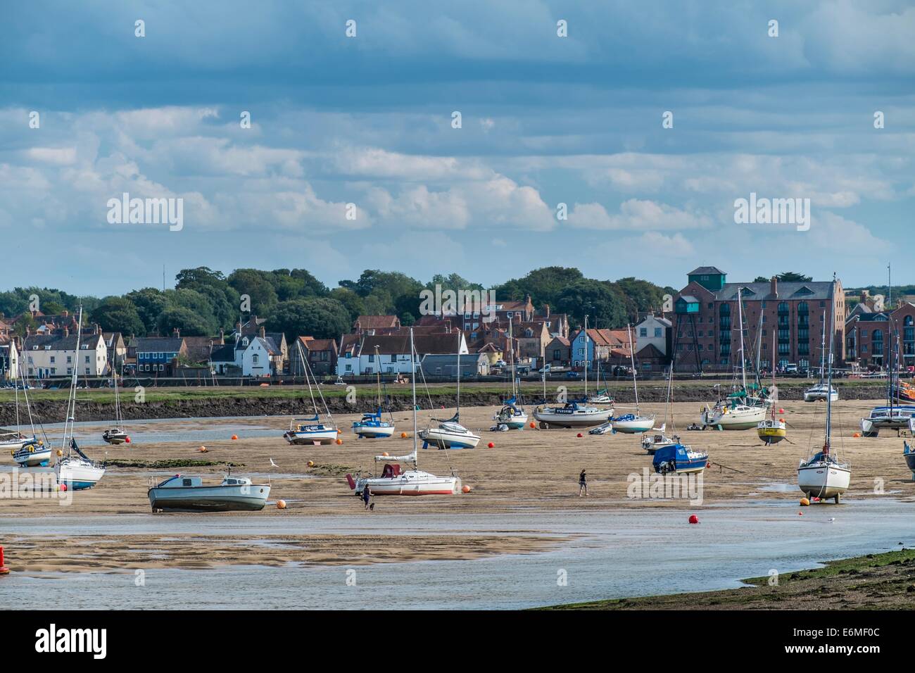 Low tide view of the Quay looking from the channel. Stock Photo