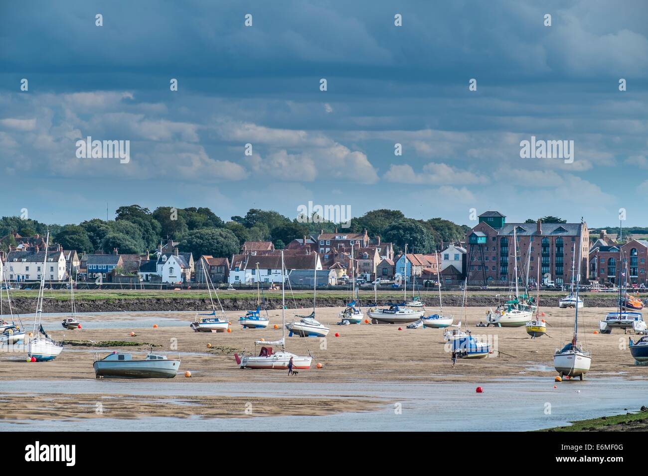 Low tide view of the Quay looking from the channel. Stock Photo