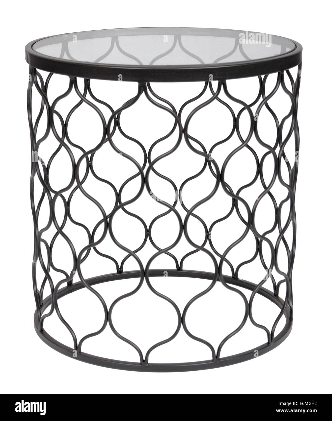 Glass Top Round Side Table Stock Photo - Alamy