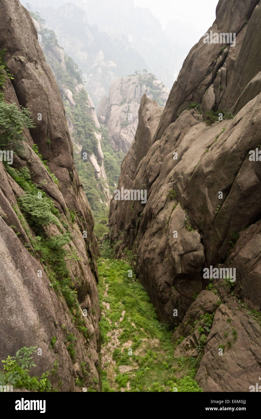 A vertical shot of Yellow Mountain in the Anhui province, China. Stock Photo