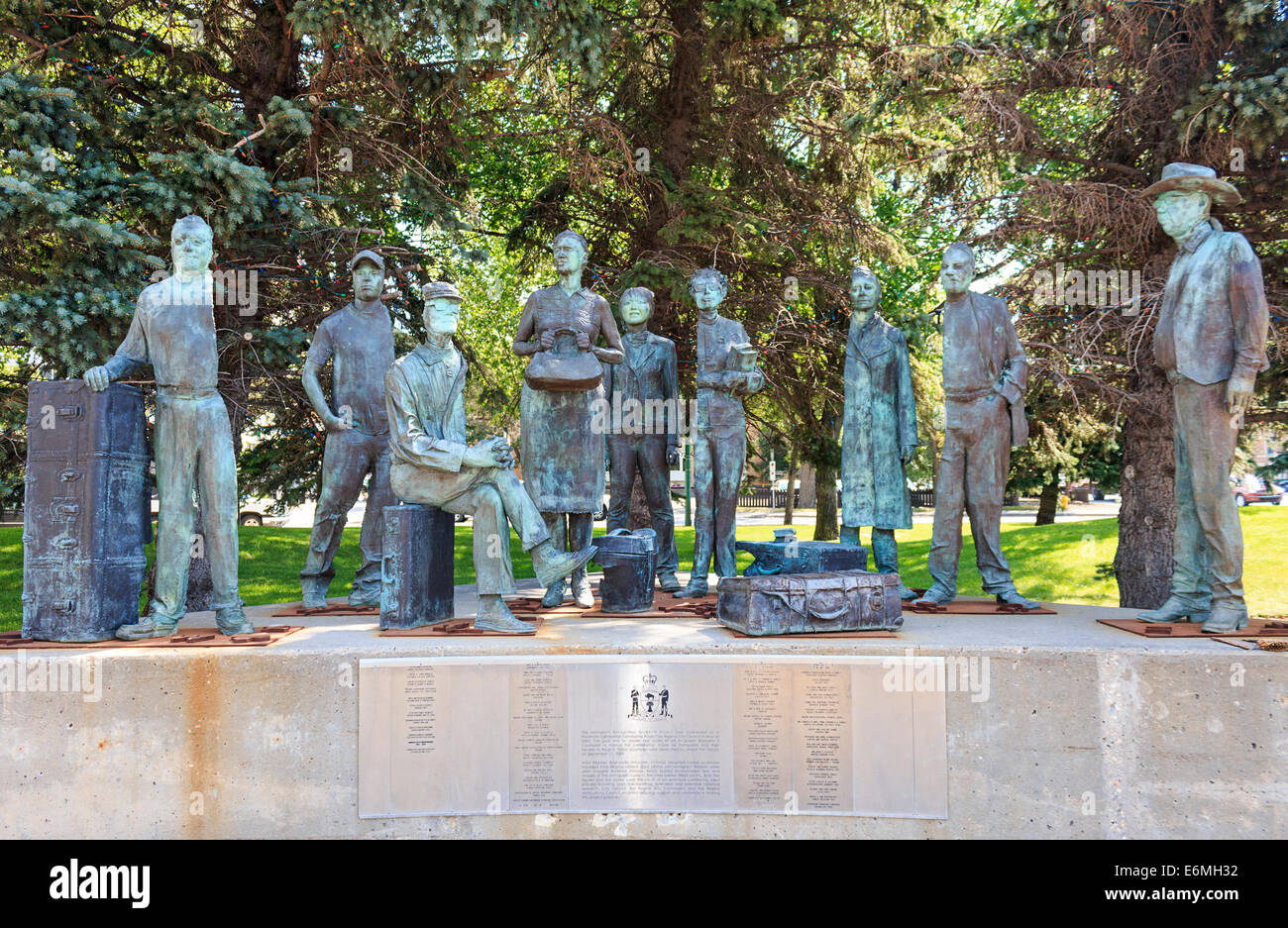 One of two sculpture artworks recognizing the immigrants who have come to Canada, in front of Regina City Halll, Regina, Canada Stock Photo