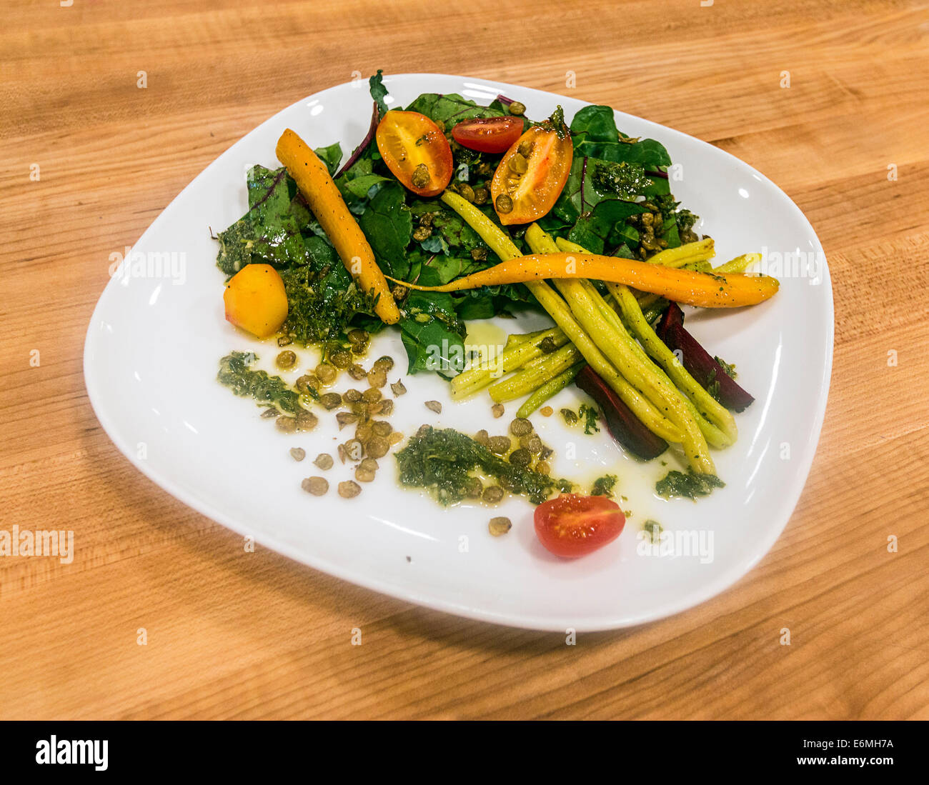 Fresh salad made in SchoolHaus Culinary Arts cooking class, Regina, Saskatchewan, Canada. Stock Photo