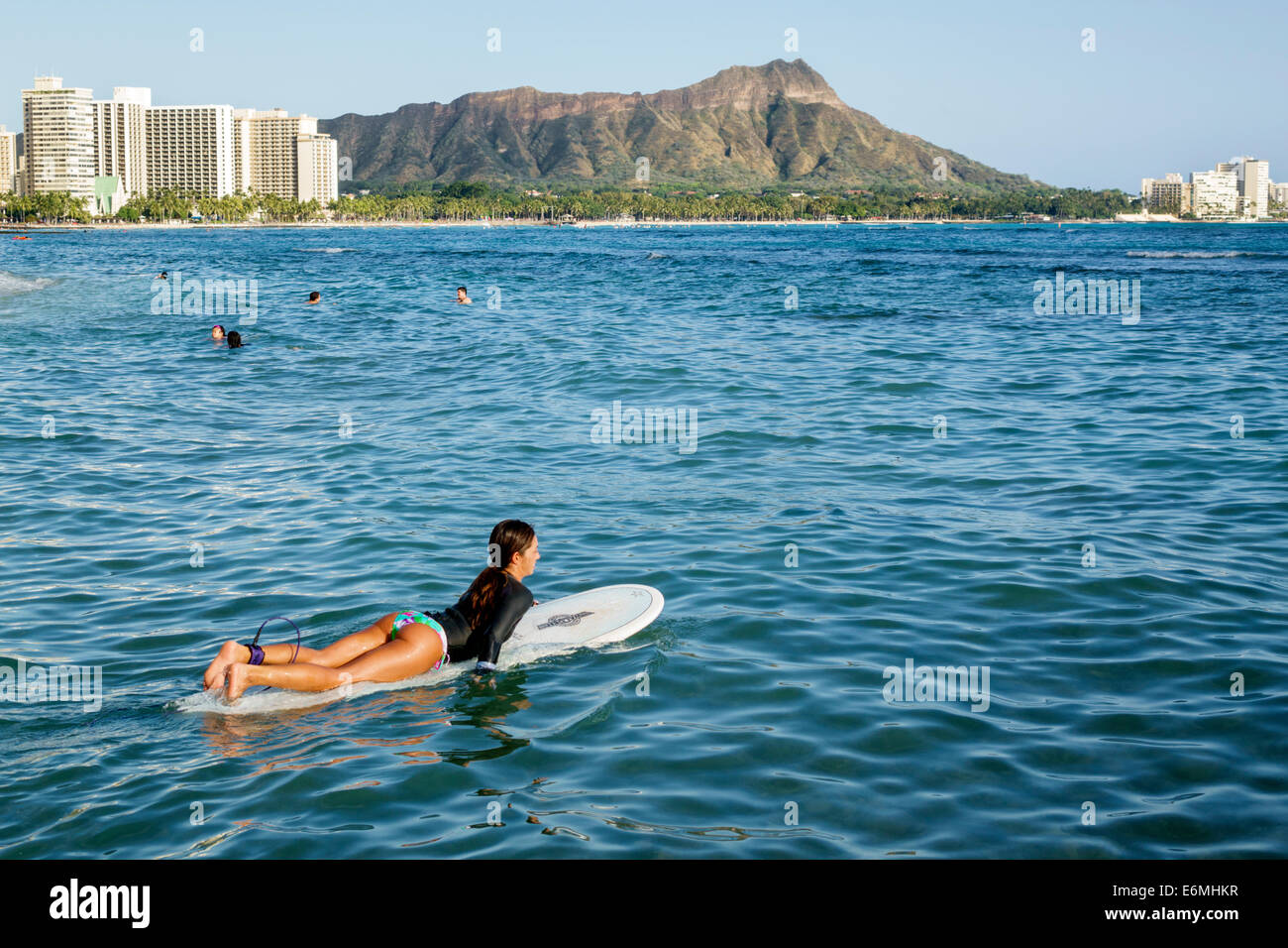 Woman surfer waikiki beach hi-res stock photography and images - Alamy