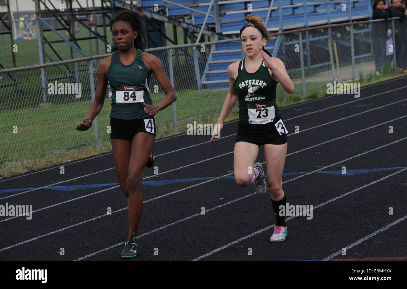 High school track meet Stock Photo Alamy