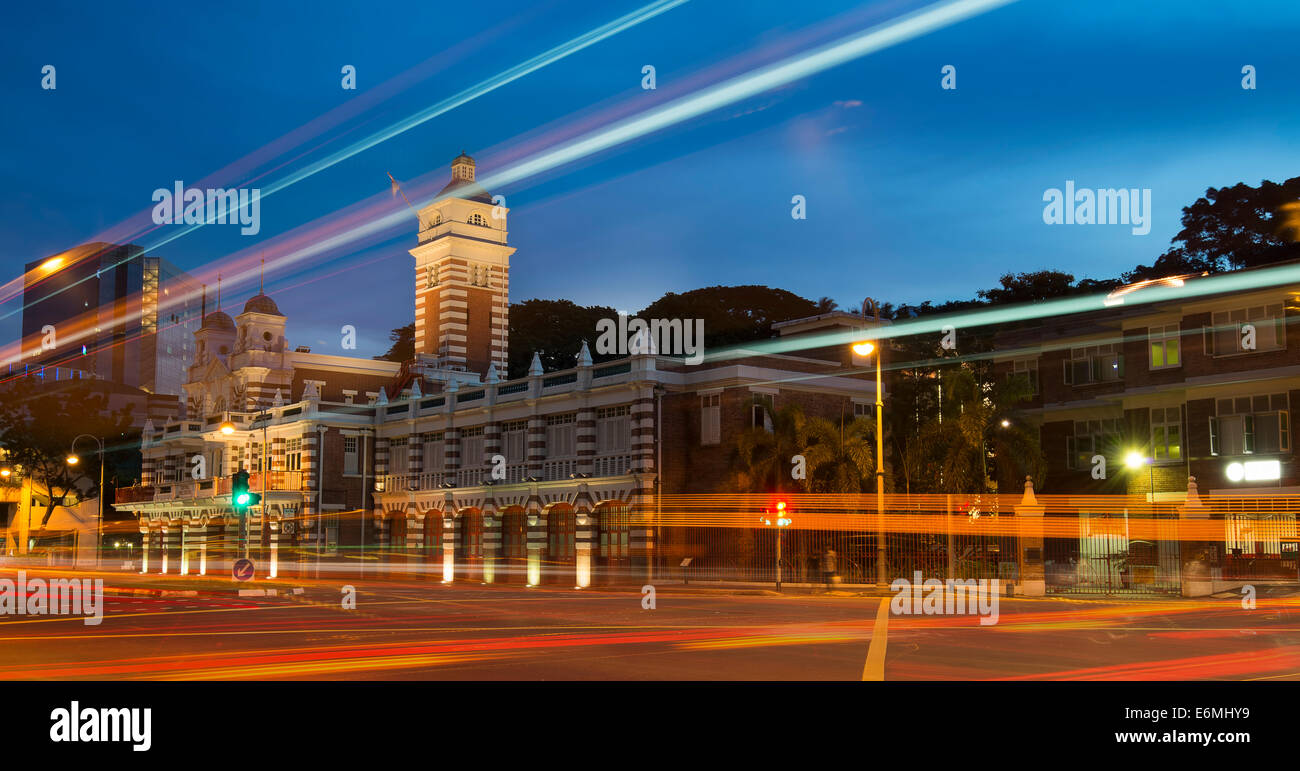 The Singapore Central Fire Station at Night Stock Photo